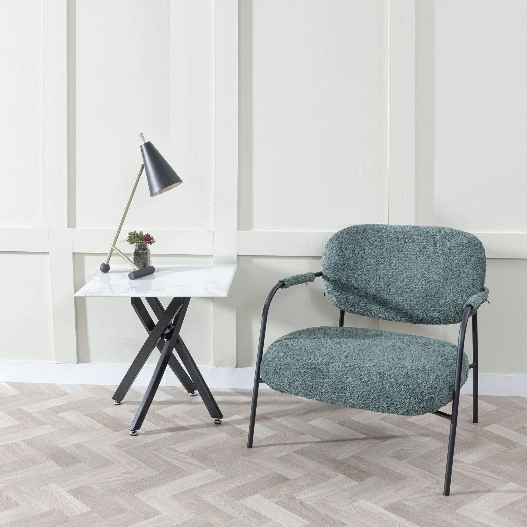 Chopstick Square Side Table - White, Glass