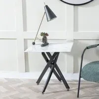 Chopstick Square Side Table - White, Glass