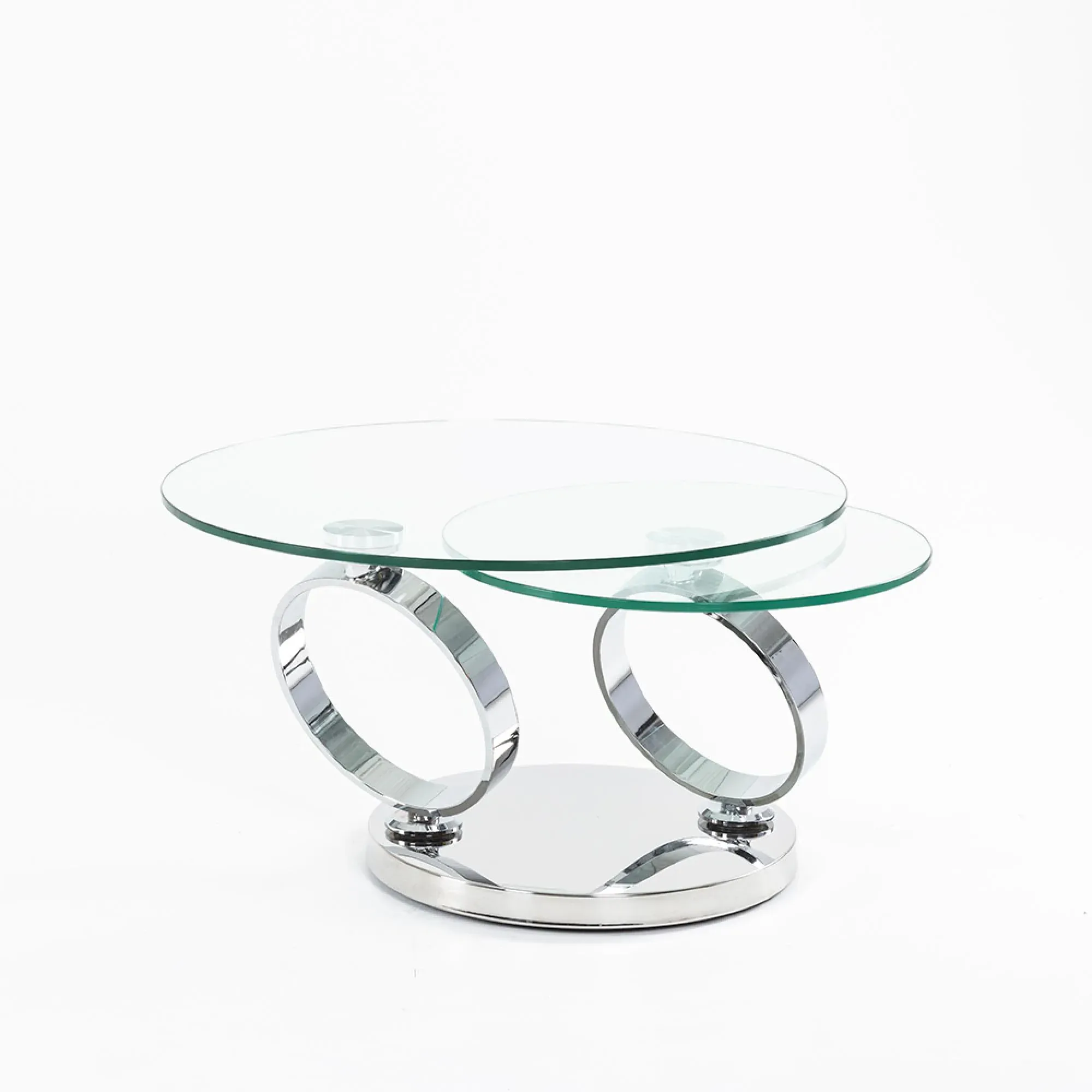 Circles Round Coffee Table with Swivel Top - Clear, Chrome