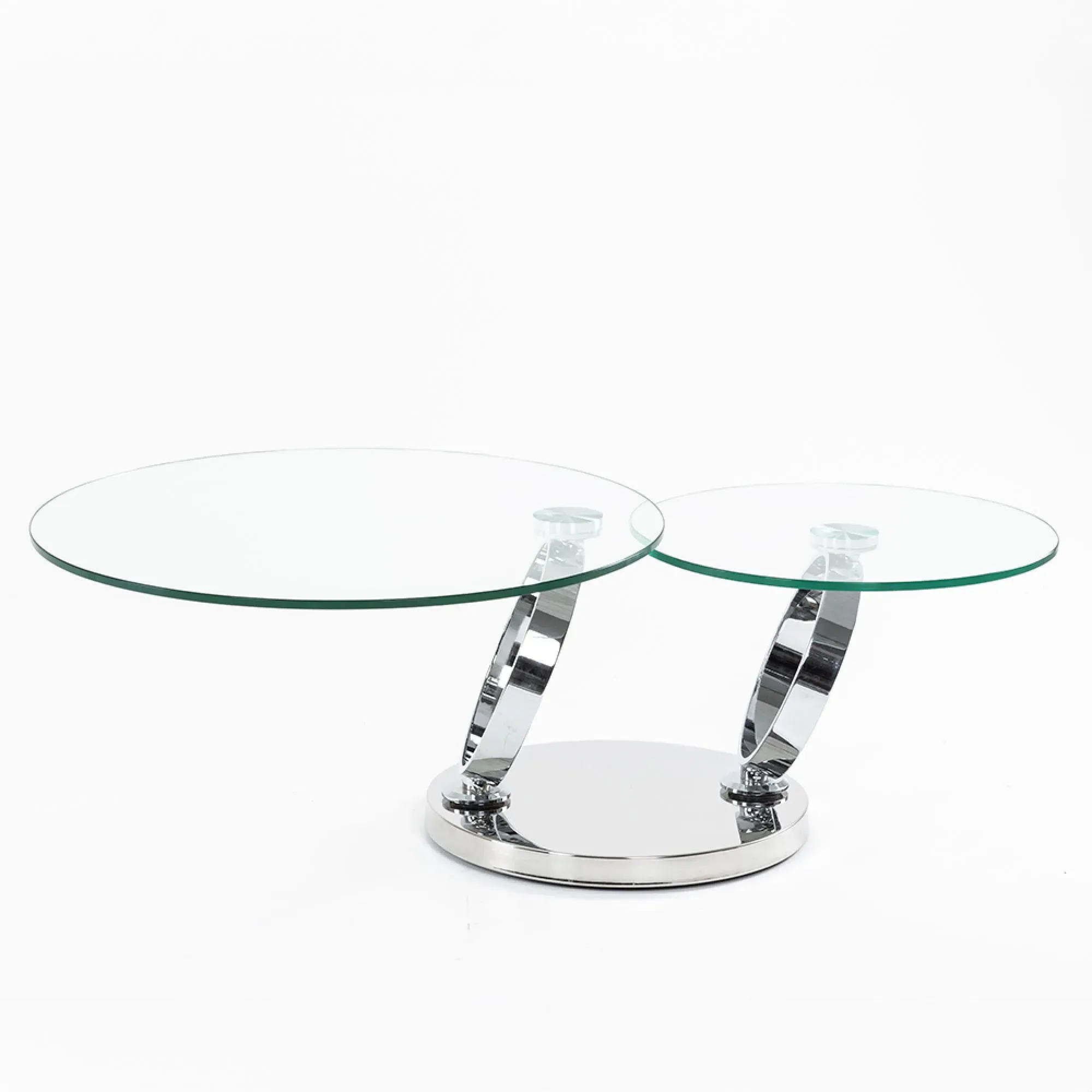 Circles Round Coffee Table with Swivel Top - Clear, Chrome