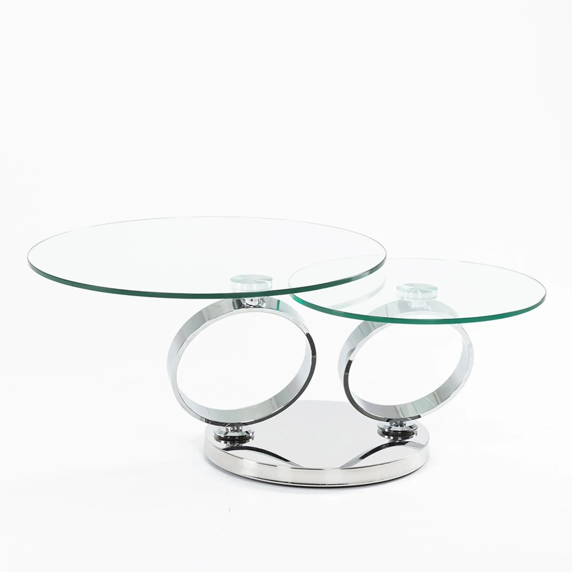 Circles Round Coffee Table with Swivel Top - Clear, Chrome