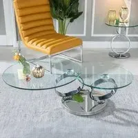 Circles Round Coffee Table with Swivel Top - Clear, Chrome