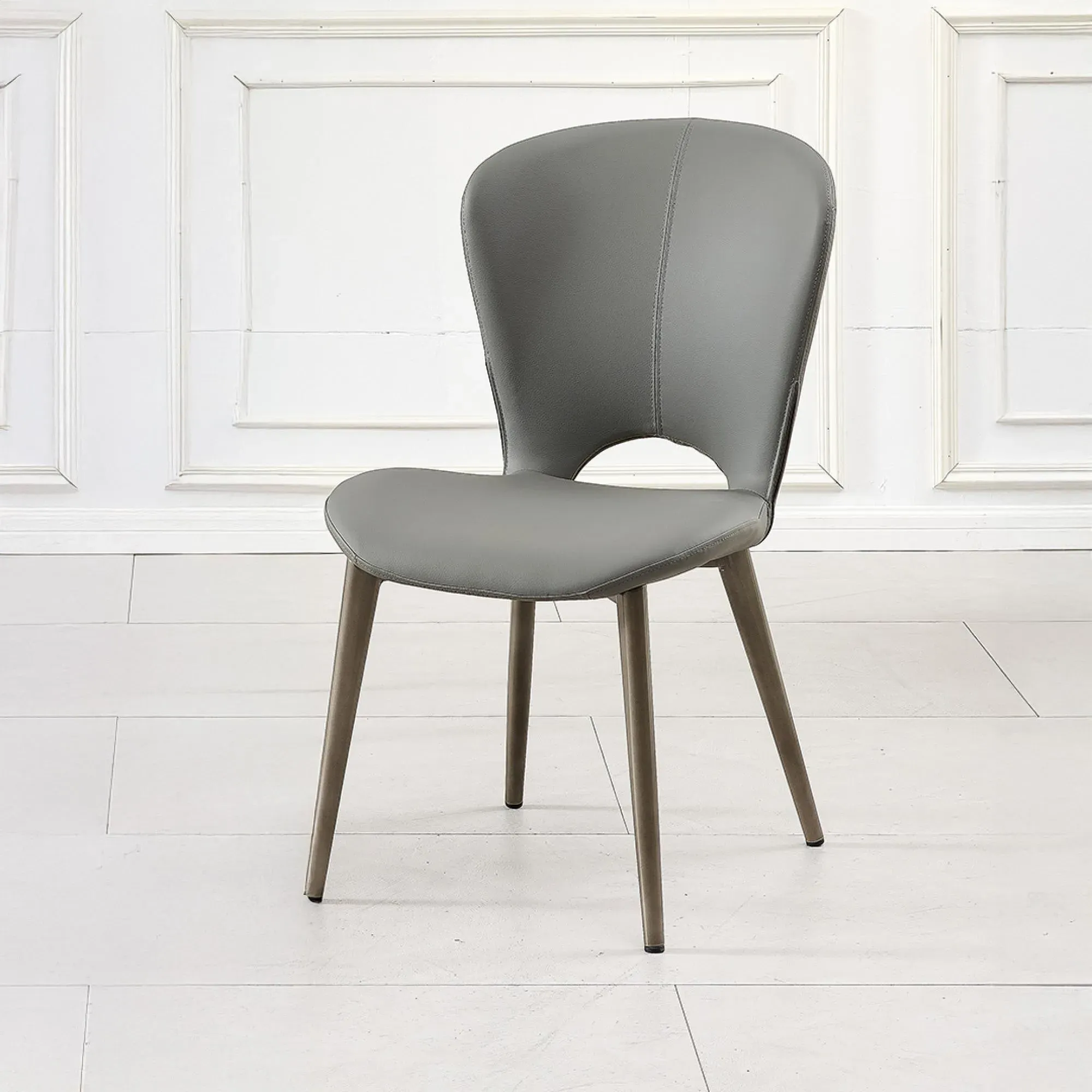 Clooney Dining Chair - Grey, Faux Leather