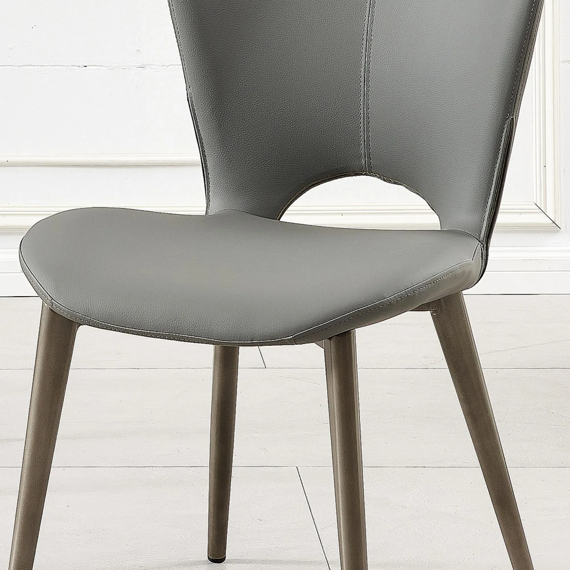 Clooney Dining Chair - Grey, Faux Leather