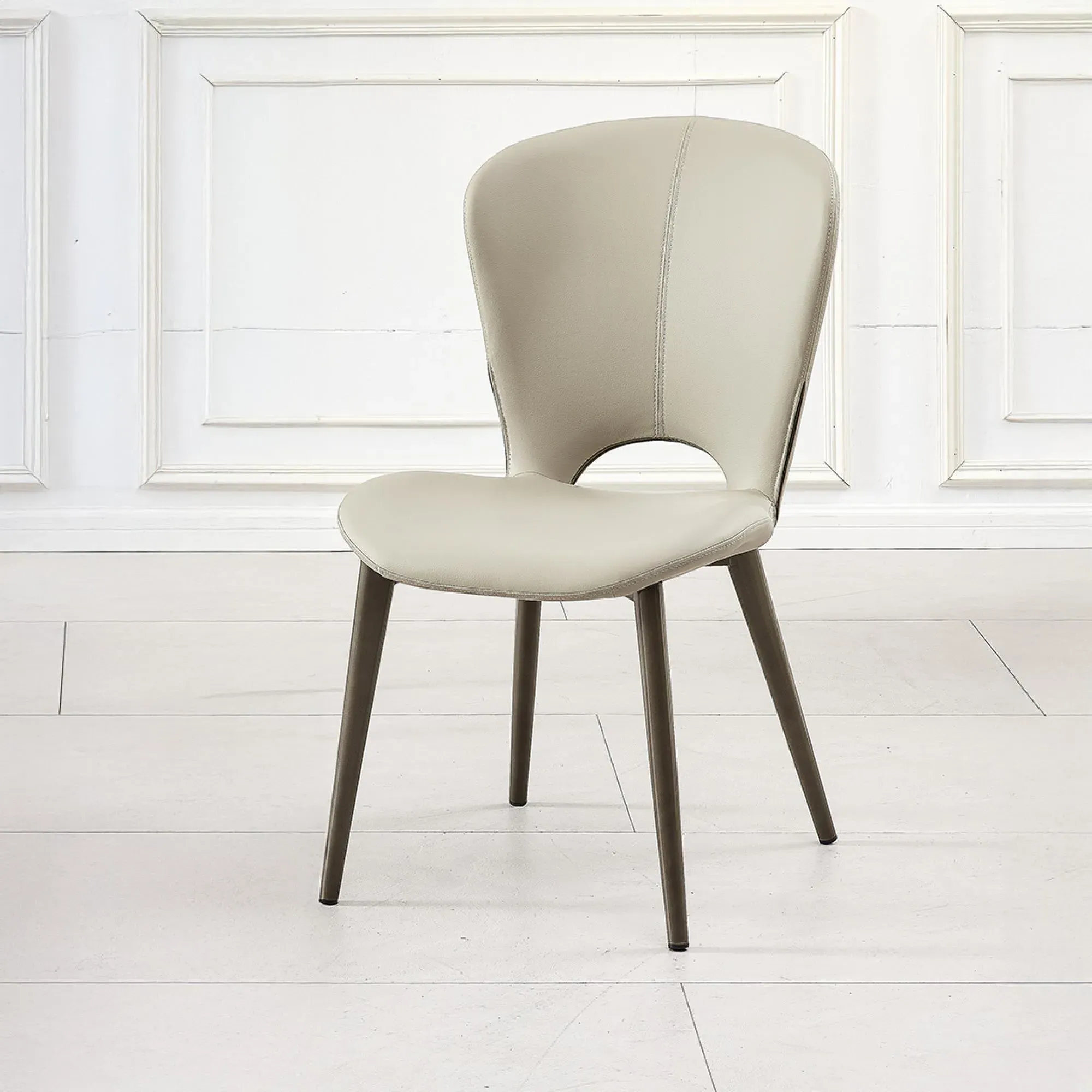 Clooney Dining Chair - Taupe, Faux Leather
