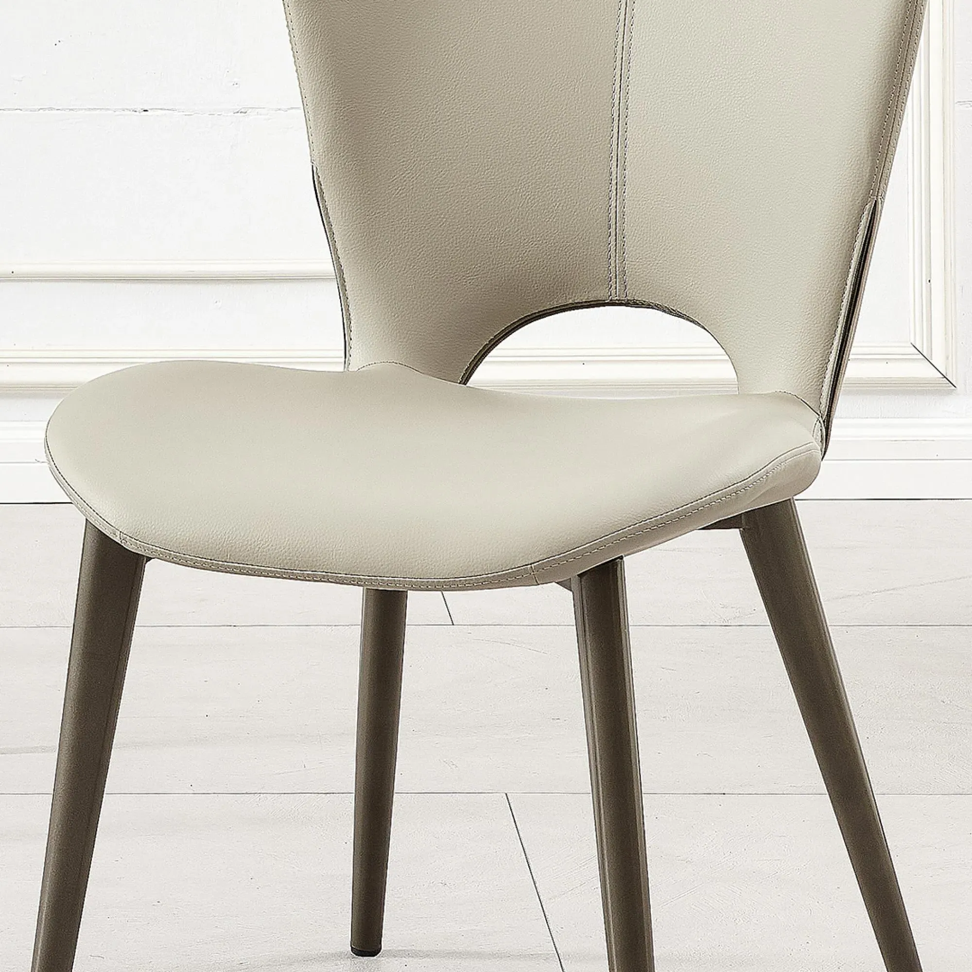 Clooney Dining Chair - Taupe, Faux Leather