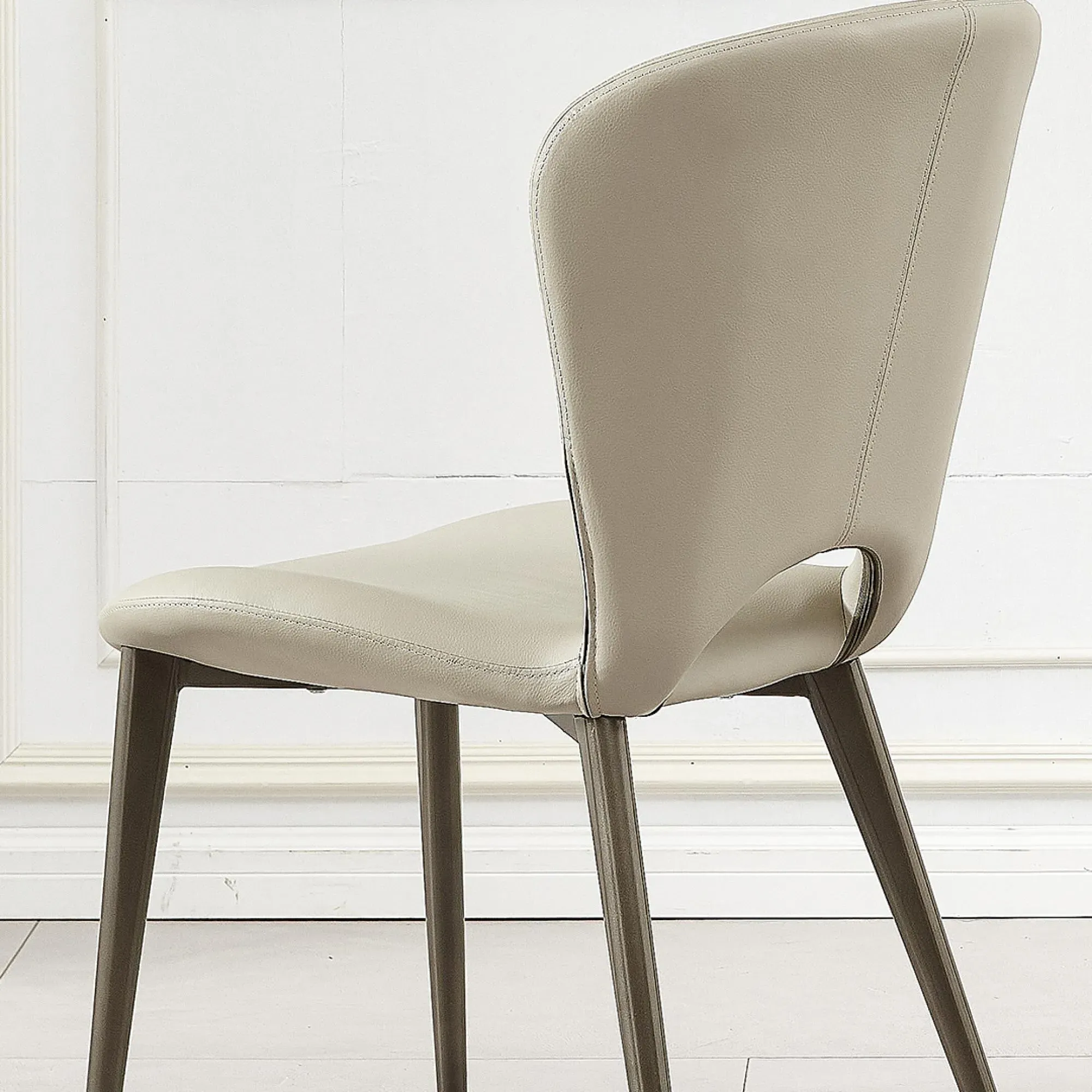 Clooney Dining Chair - Taupe, Faux Leather
