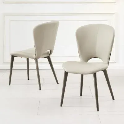 Clooney Dining Chair - Taupe, Faux Leather