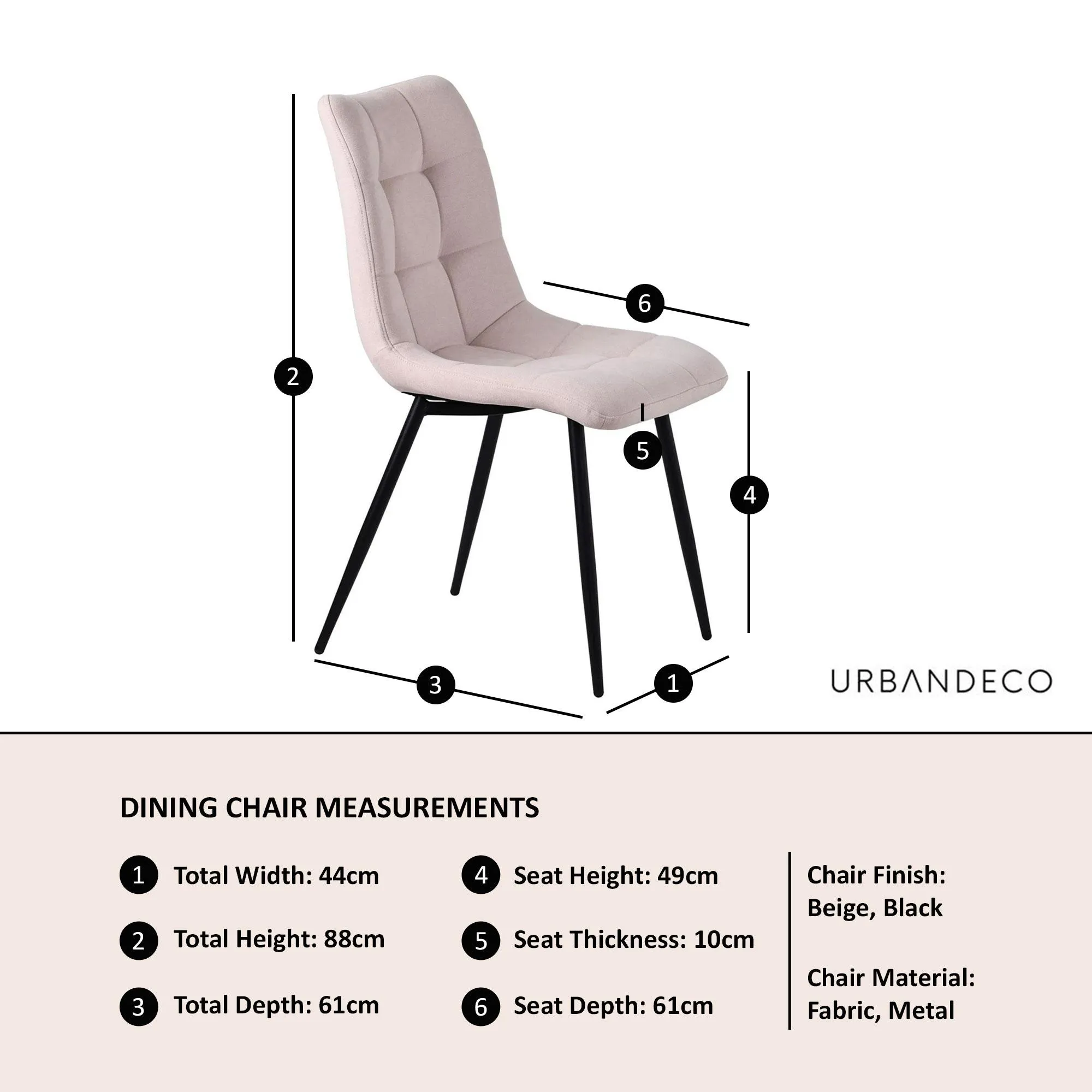 Corona Dining Chairs - Beige, Velvet