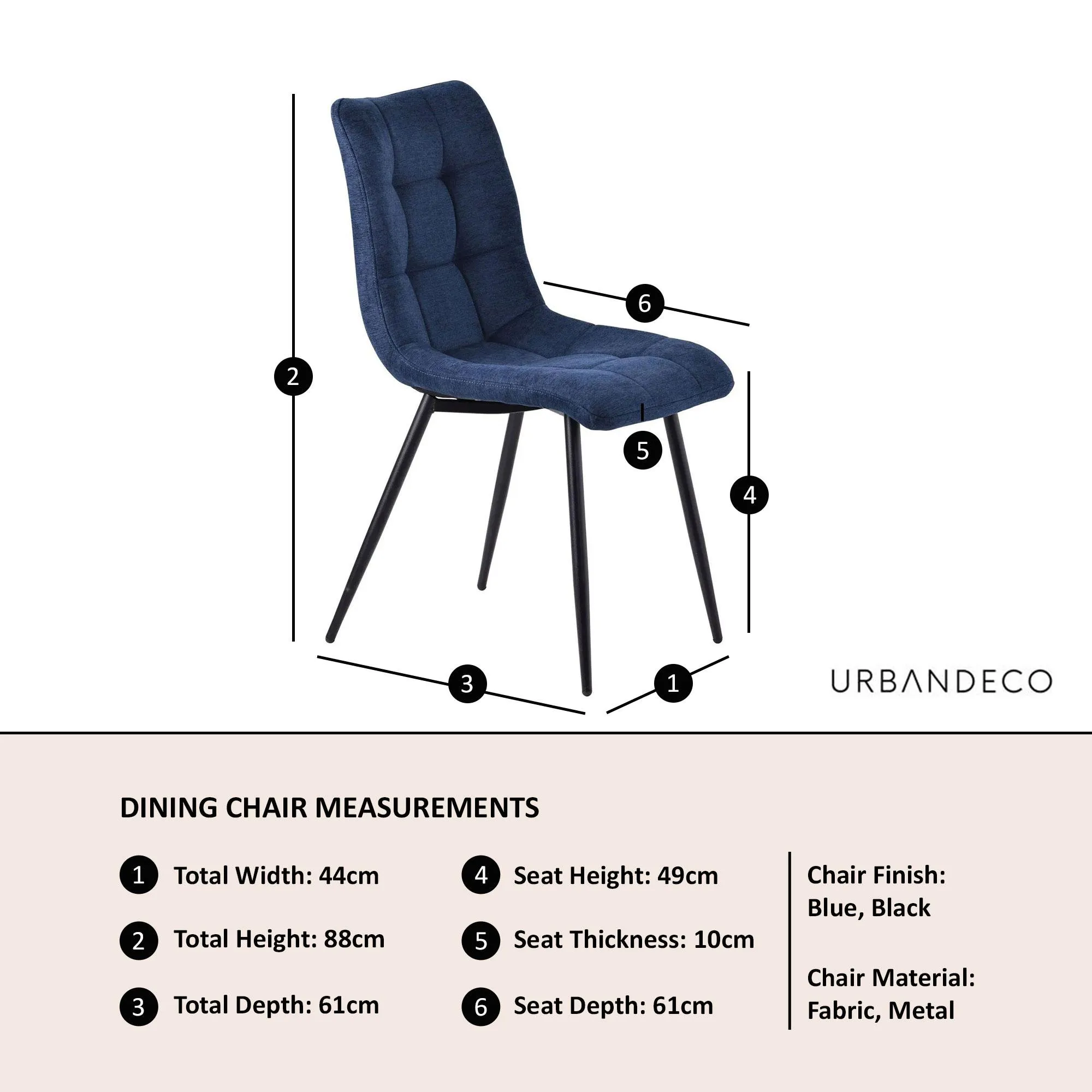 Corona Dining Chairs - Blue, Velvet