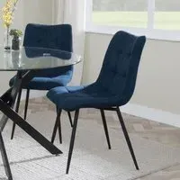 Corona Dining Chairs - Blue, Velvet