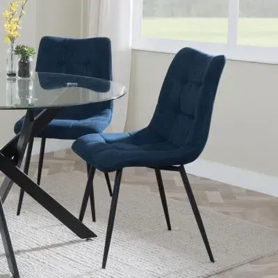 Corona Dining Chairs - Blue, Velvet