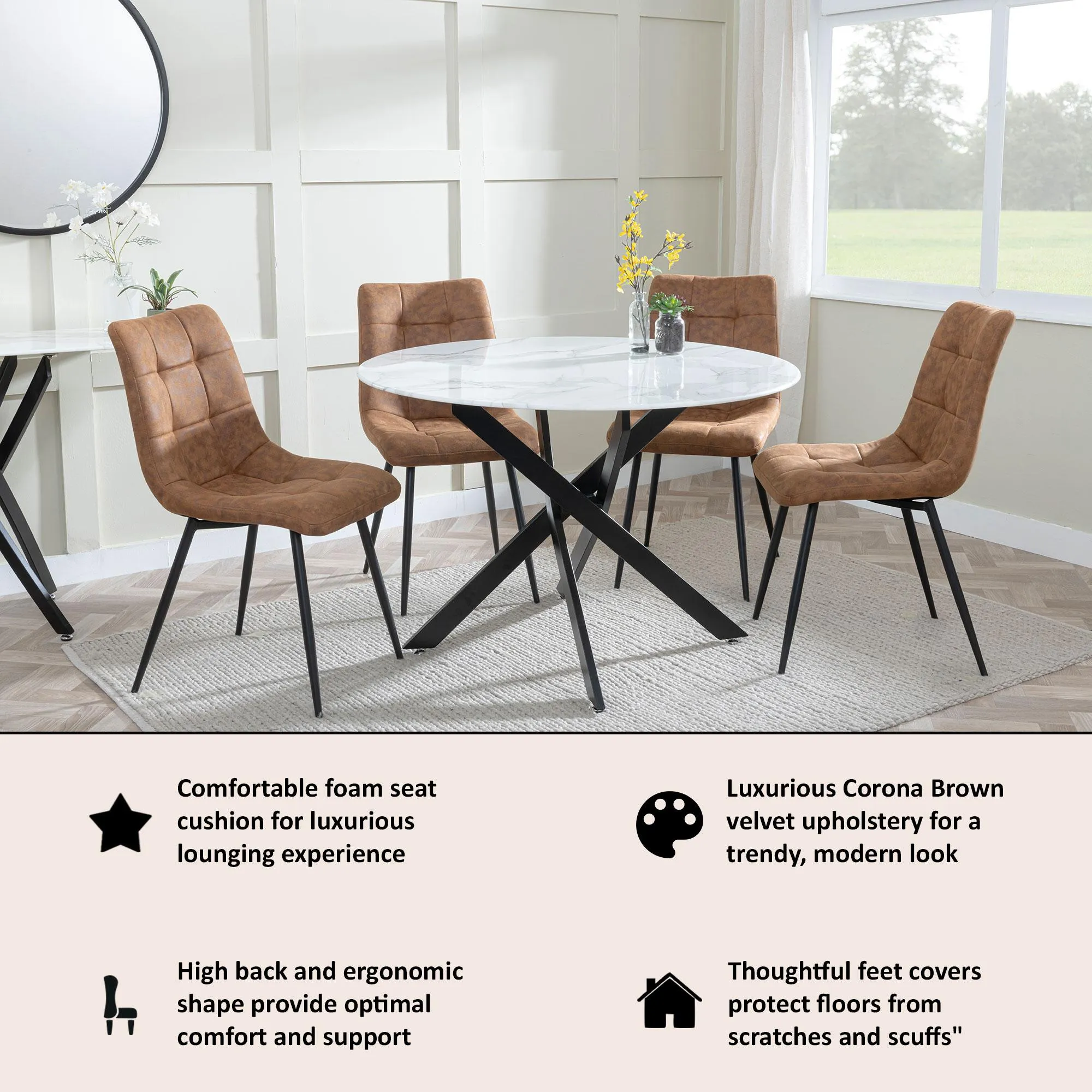 Corona Dining Chairs - Brown, Fabric