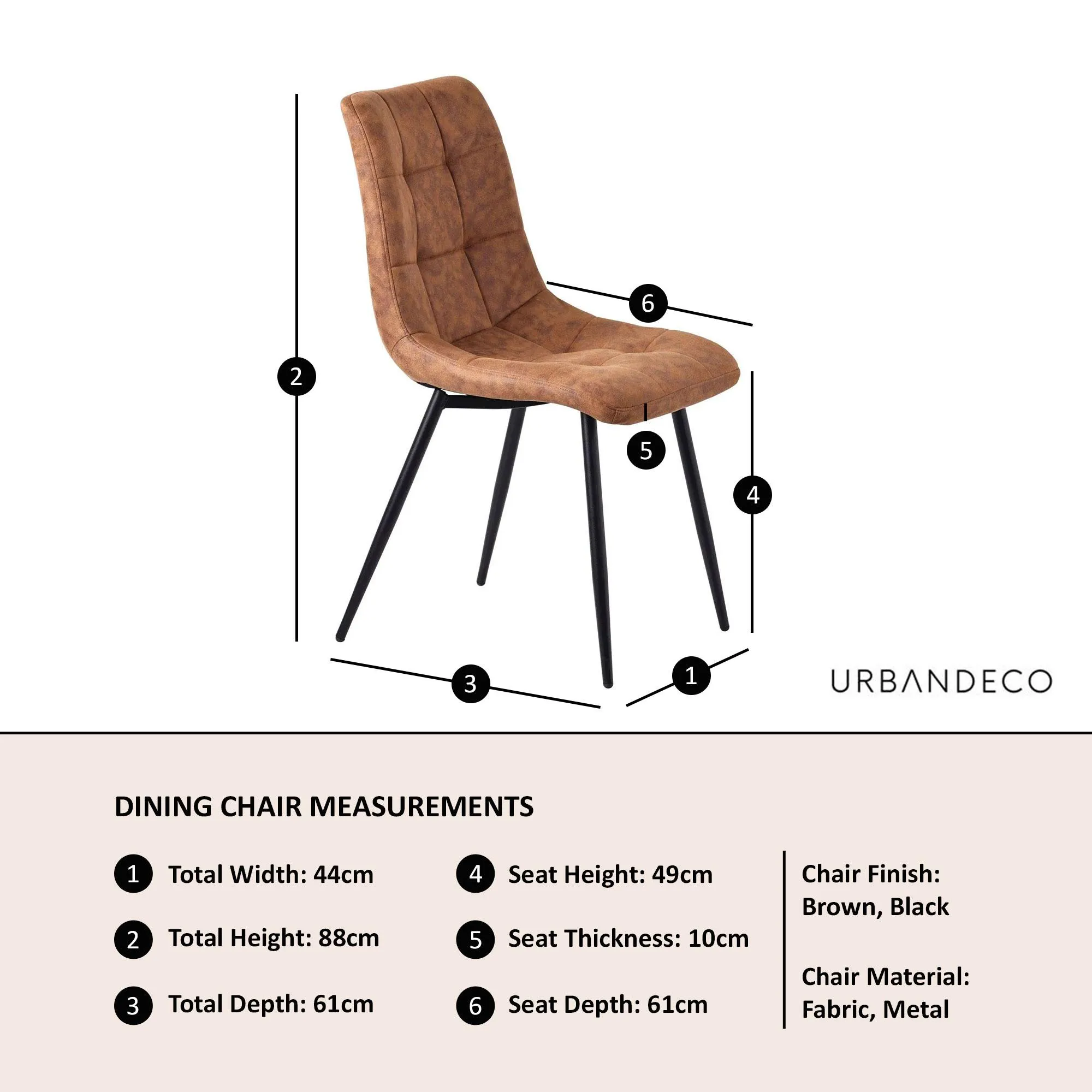 Corona Dining Chairs - Brown, Fabric