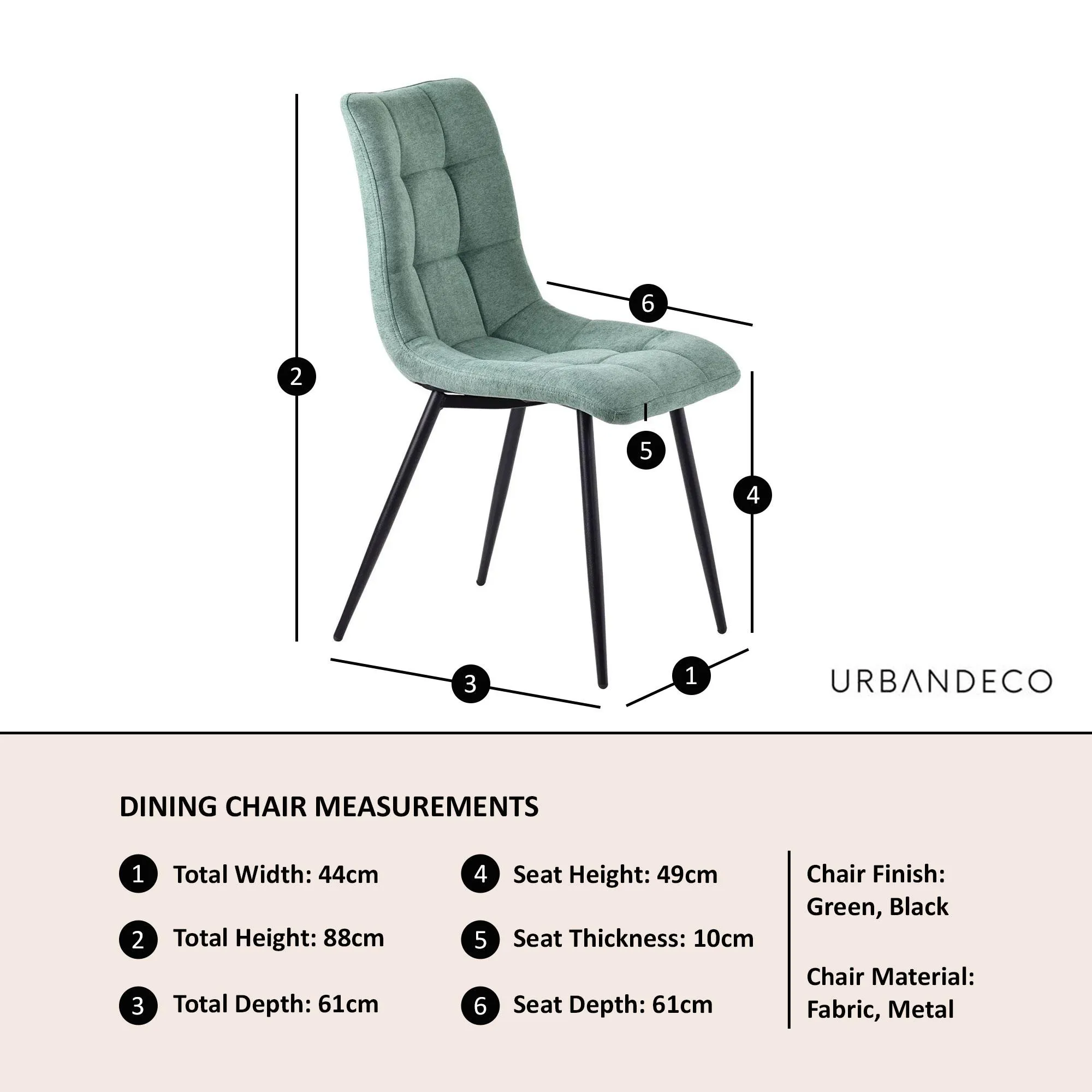 Corona Dining Chairs - Green, Velvet