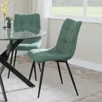 Corona Dining Chairs - Green, Velvet