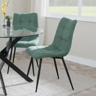 Corona Dining Chairs - Green, Velvet