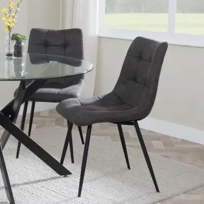 Corona Dining Chairs - Grey, Fabric
