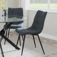 Corona Dining Chairs - Light Grey, Velvet
