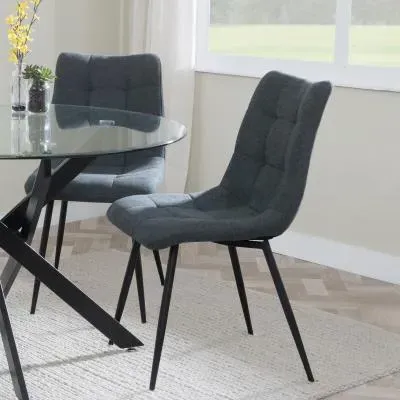 Corona Dining Chairs - Light Grey, Velvet