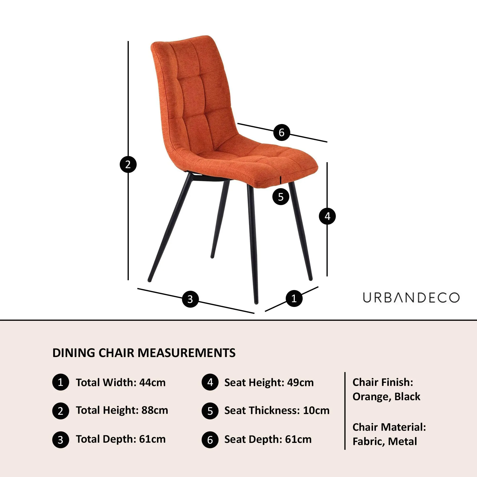 Corona Dining Chairs - Orange, Velvet
