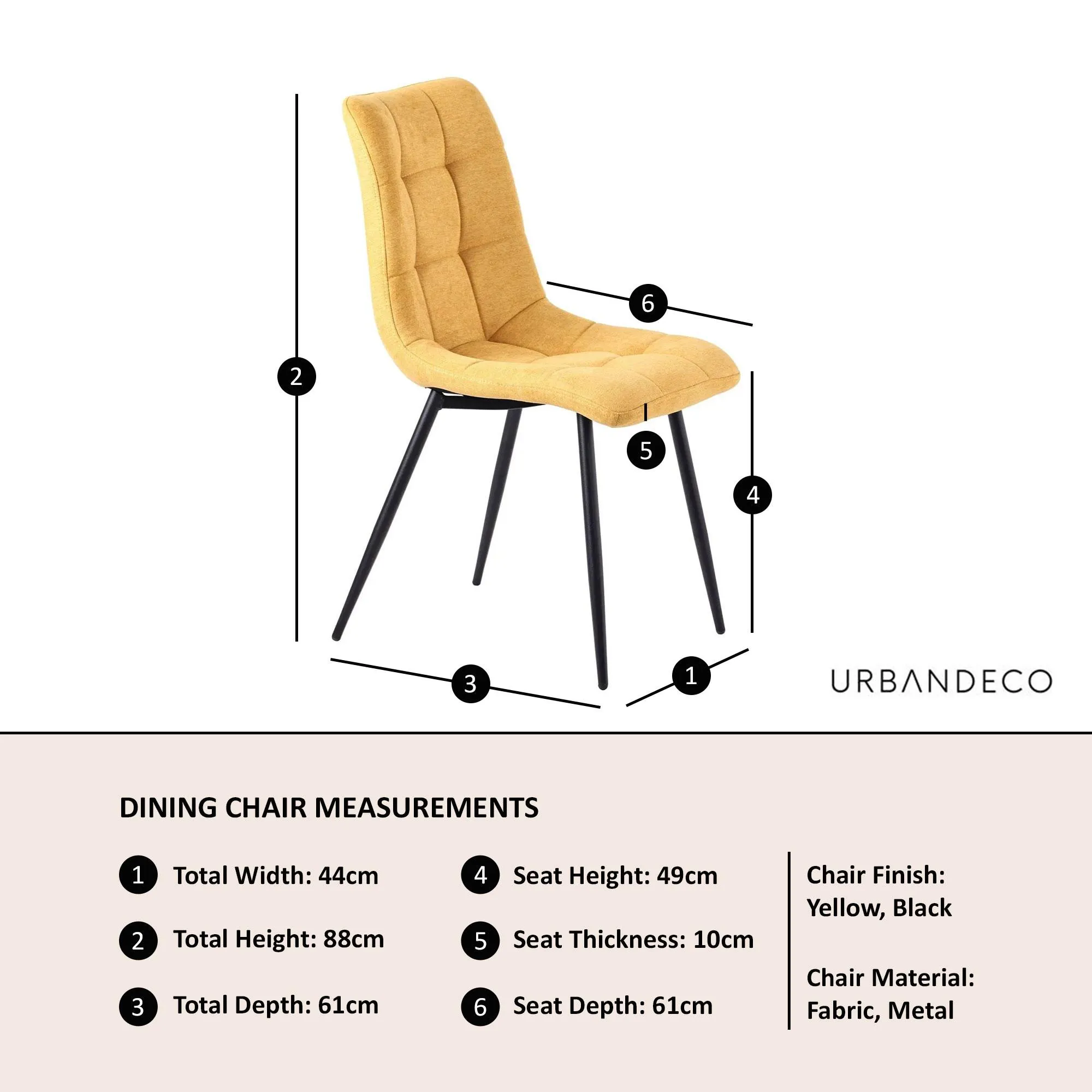 Corona Dining Chairs - Yellow, Velvet