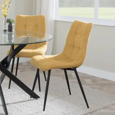 Corona Dining Chairs - Yellow, Velvet