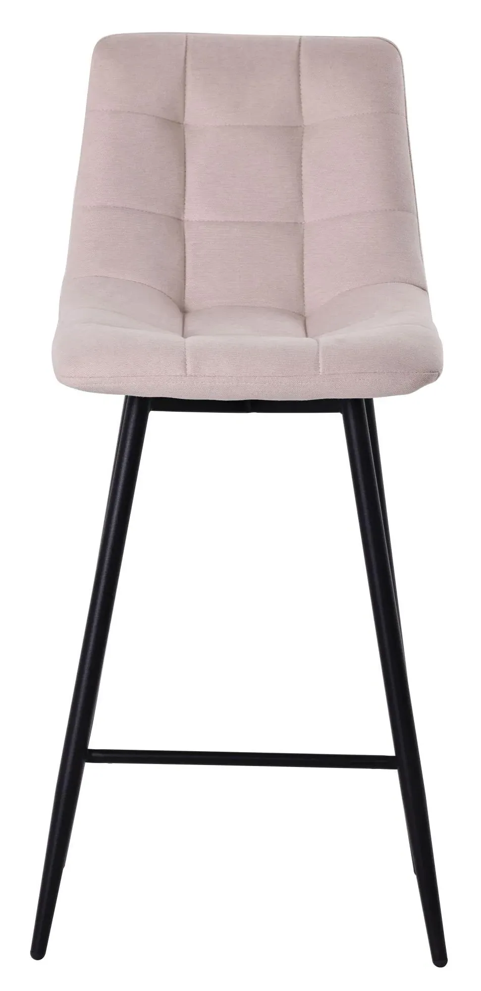 Corona High Back Barstool - Beige, Velvet
