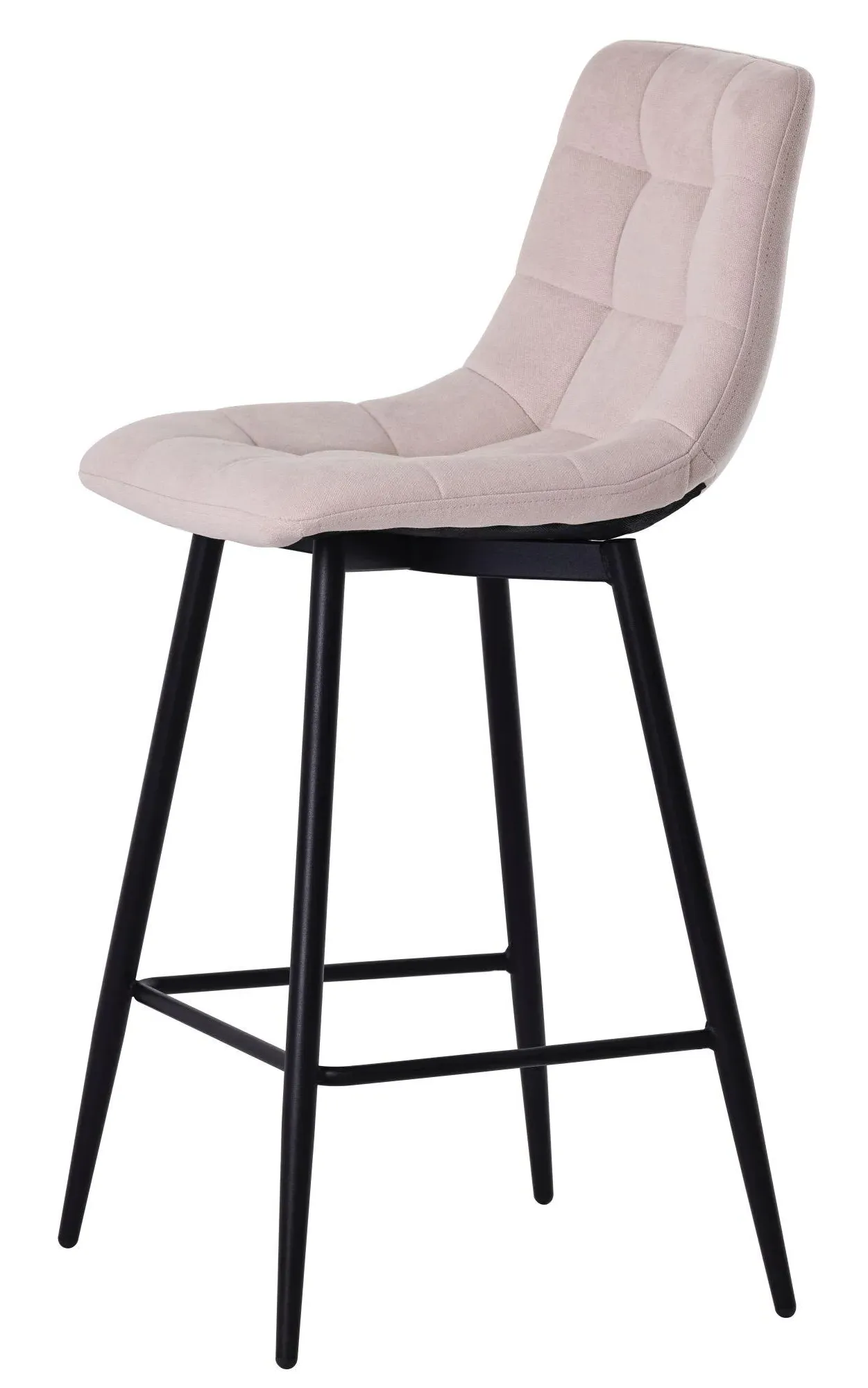 Corona High Back Barstool - Beige, Velvet