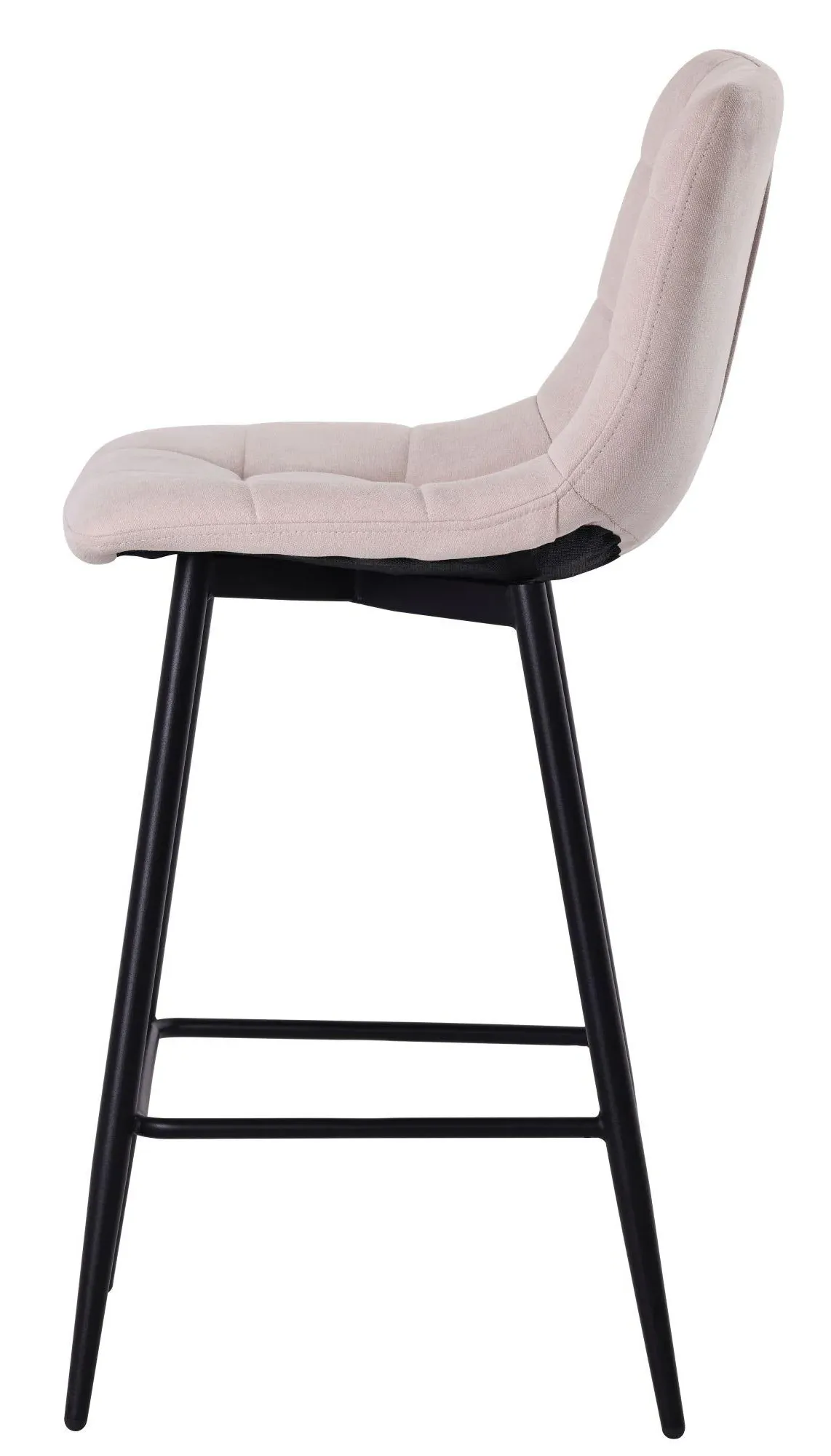 Corona High Back Barstool - Beige, Velvet