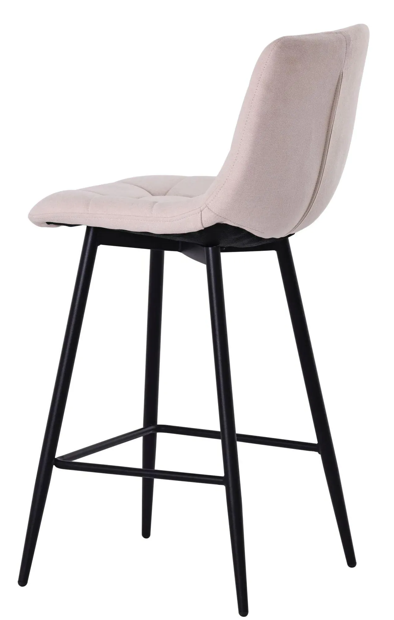 Corona High Back Barstool - Beige, Velvet