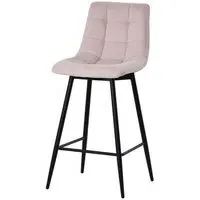 Corona High Back Barstool - Beige, Velvet