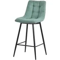 Corona High Back Barstool - Green, Velvet