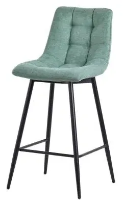 Corona High Back Barstool - Green, Velvet
