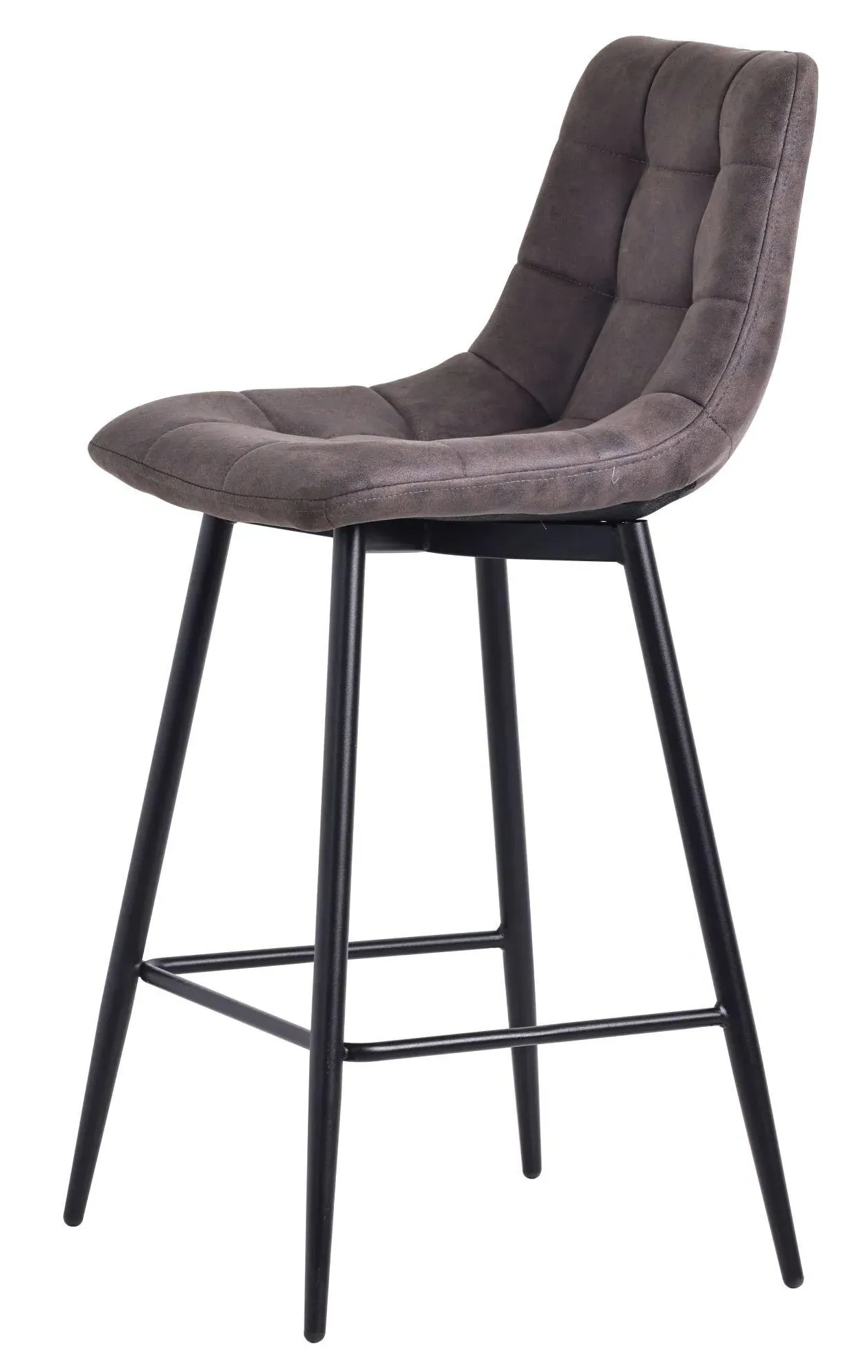 Corona High Back Barstool - Grey, Velvet