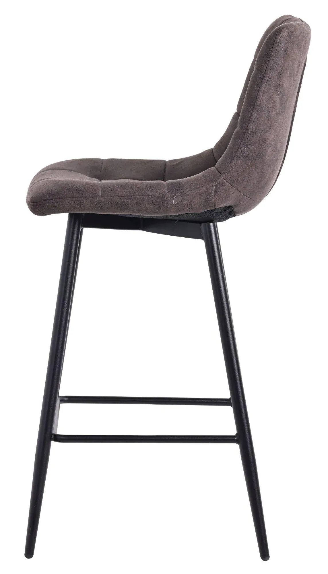 Corona High Back Barstool - Grey, Velvet
