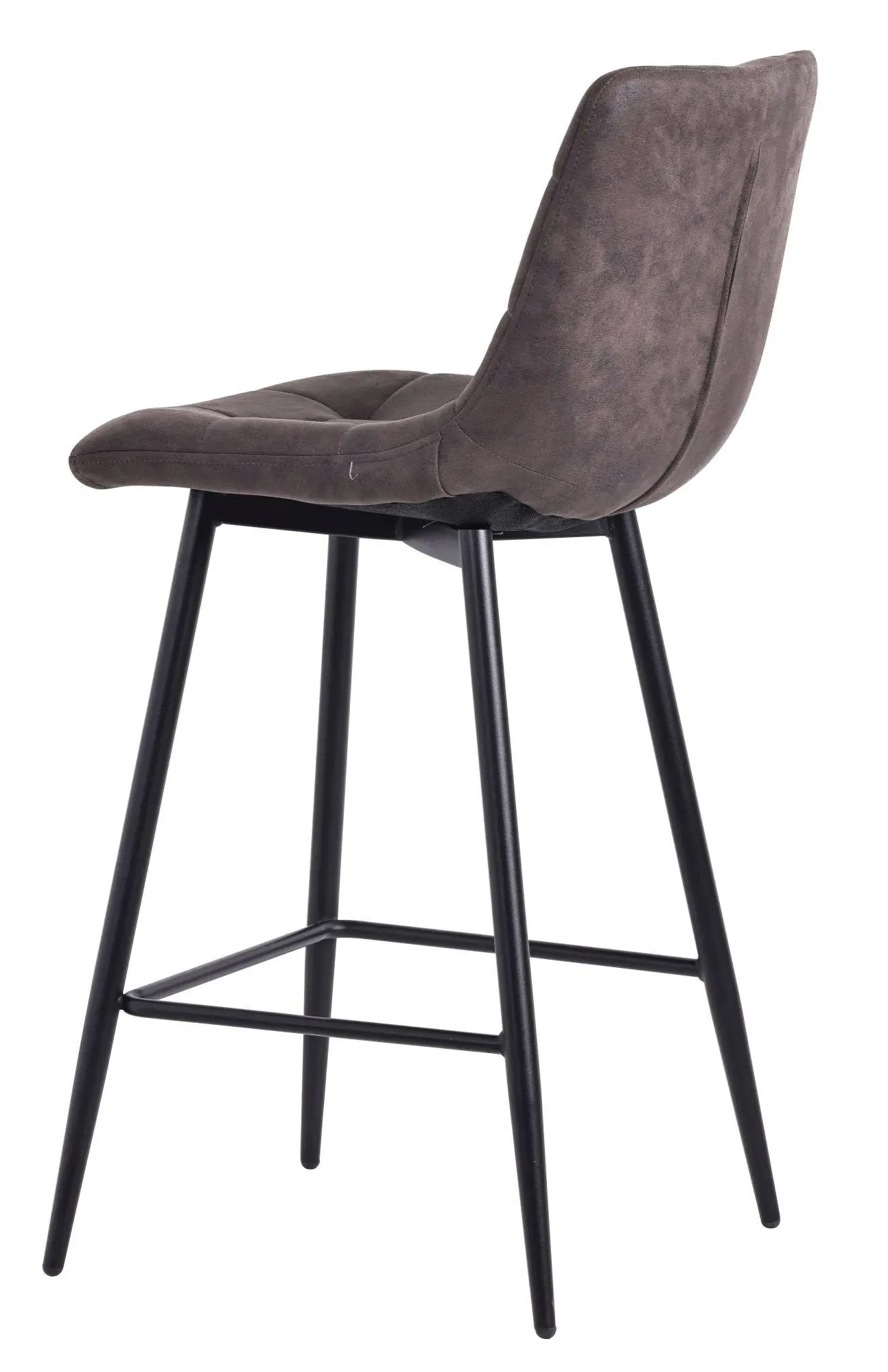 Corona High Back Barstool - Grey, Velvet