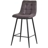 Corona High Back Barstool - Grey, Velvet