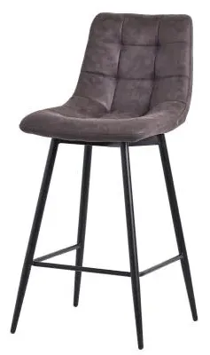 Corona High Back Barstool - Grey, Velvet