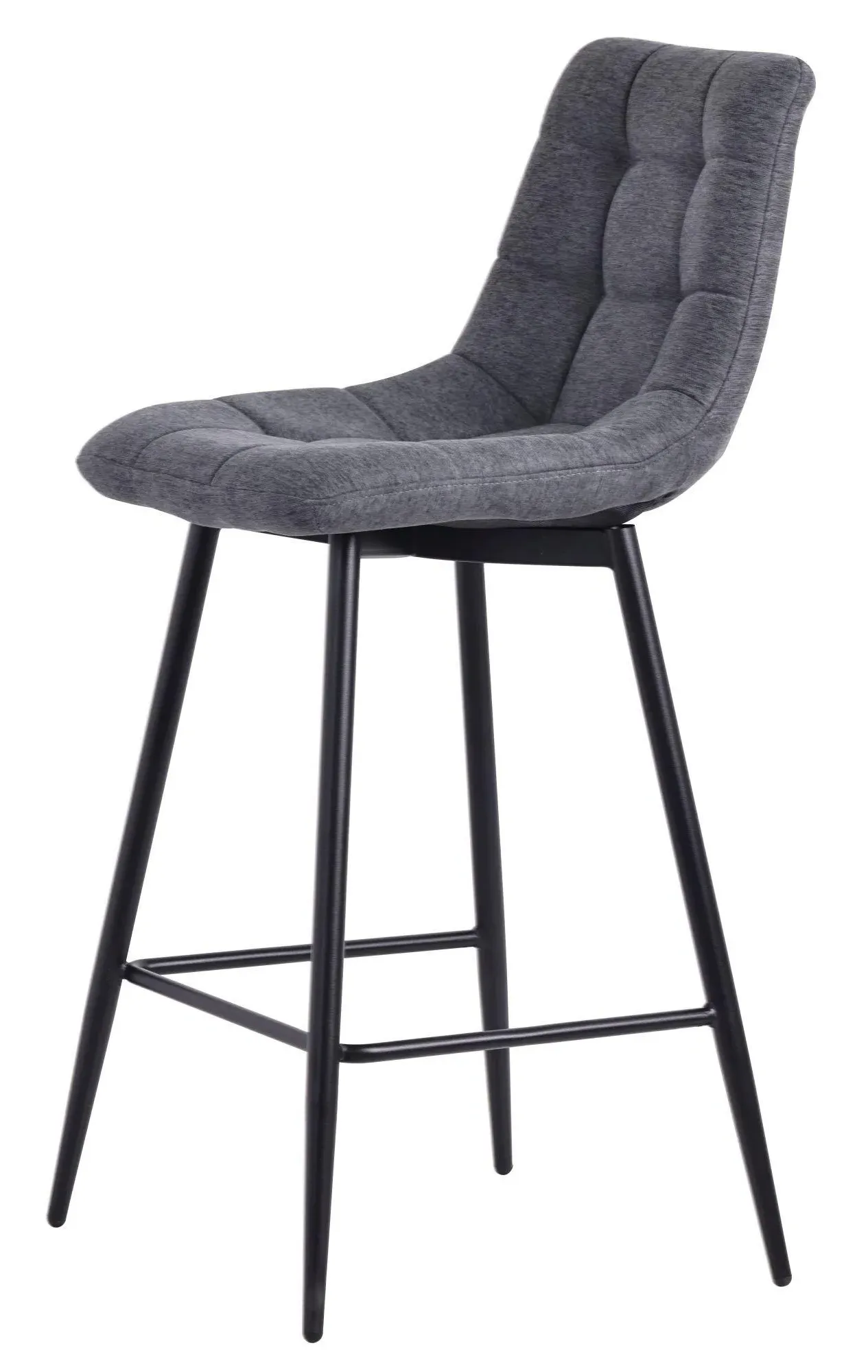 Corona High Back Barstool - Light Grey, Velvet