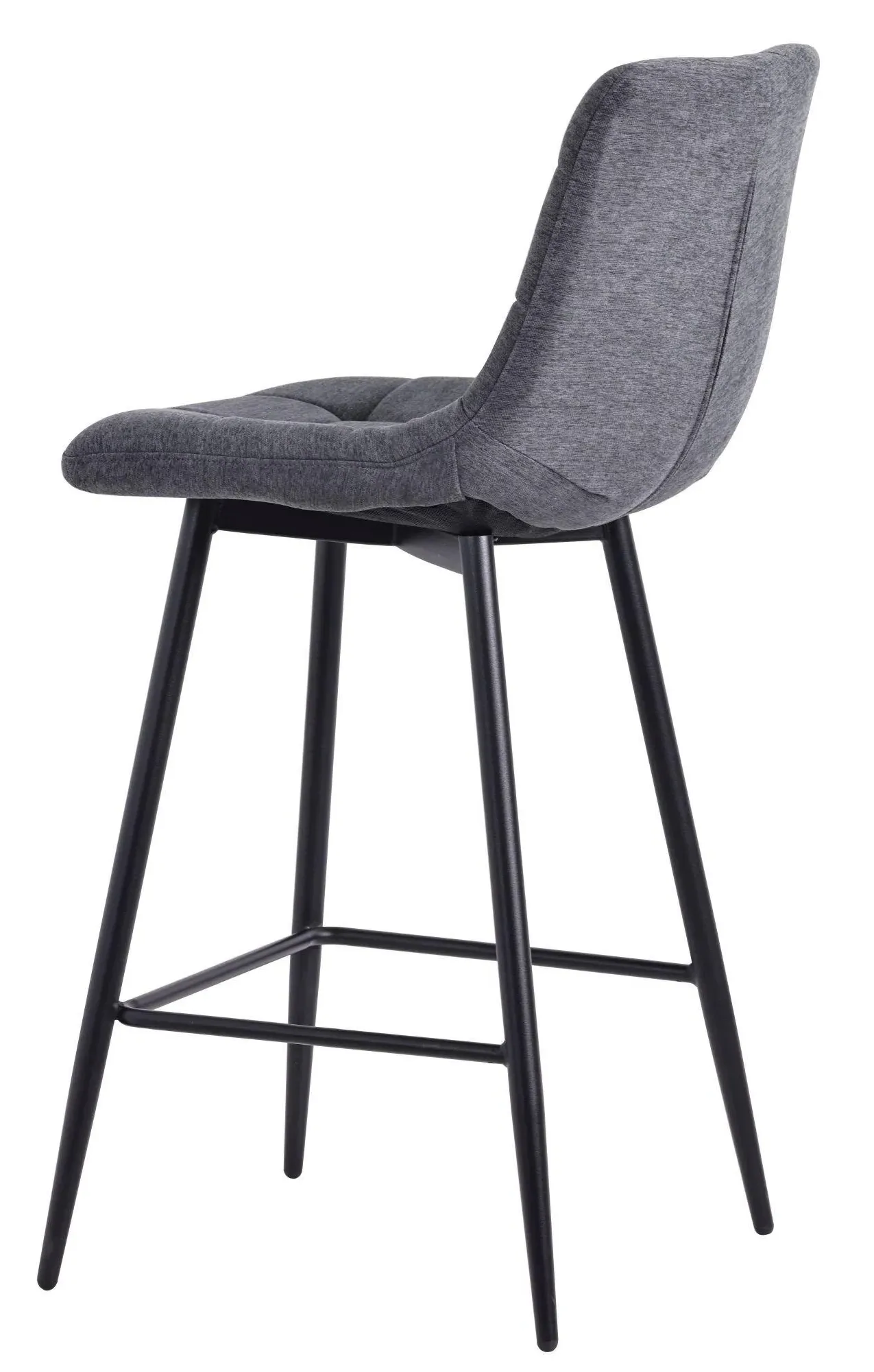 Corona High Back Barstool - Light Grey, Velvet