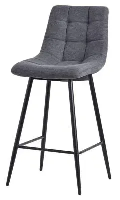 Corona High Back Barstool - Light Grey, Velvet