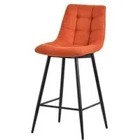 Corona High Back Barstool - Orange, Velvet