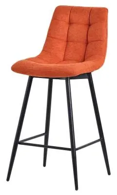 Corona High Back Barstool - Orange, Velvet
