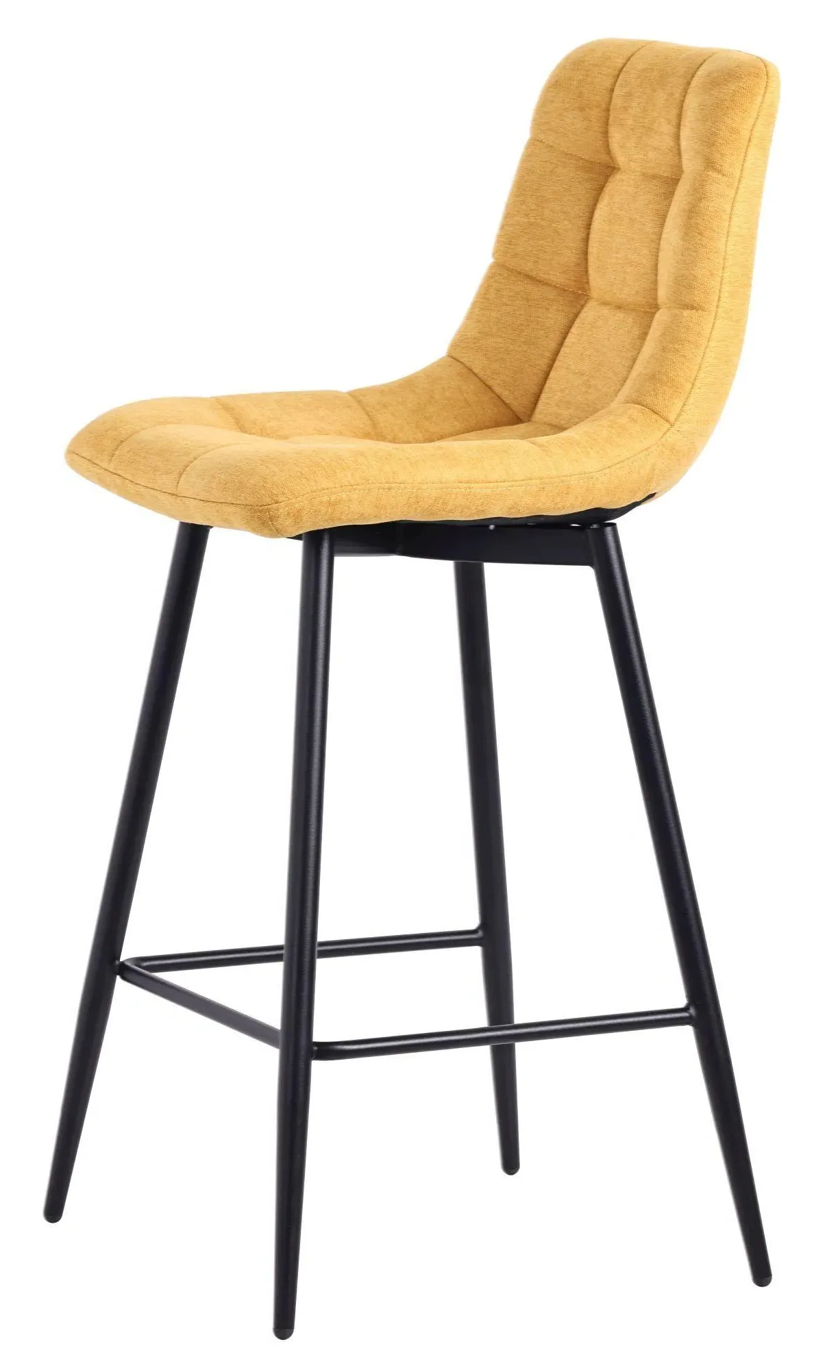 Corona High Back Barstool - Yellow, Velvet