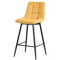 Corona High Back Barstool - Yellow, Velvet