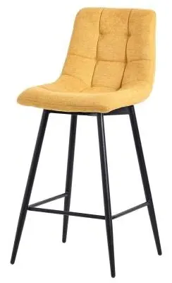 Corona High Back Barstool - Yellow, Velvet