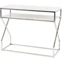 Crossroad Console Table - White, Marble