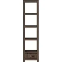 Dakota Narrow Bookshelf with Storage - Dark Walnut, Mango Wood