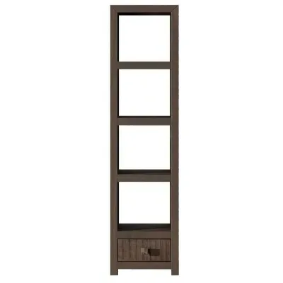 Dakota Narrow Bookshelf with Storage - Dark Walnut, Mango Wood
